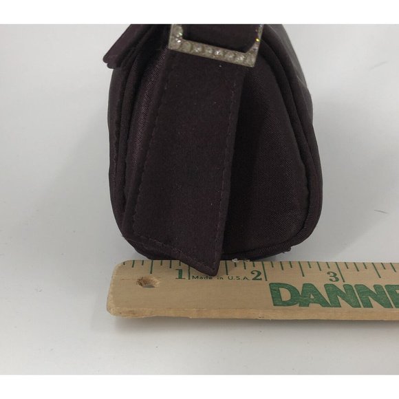 Mini Satin Evening Bags Lot of 2 Black Liz Claiborne Wine Rhinestone Buckles - Picture 6 of 15